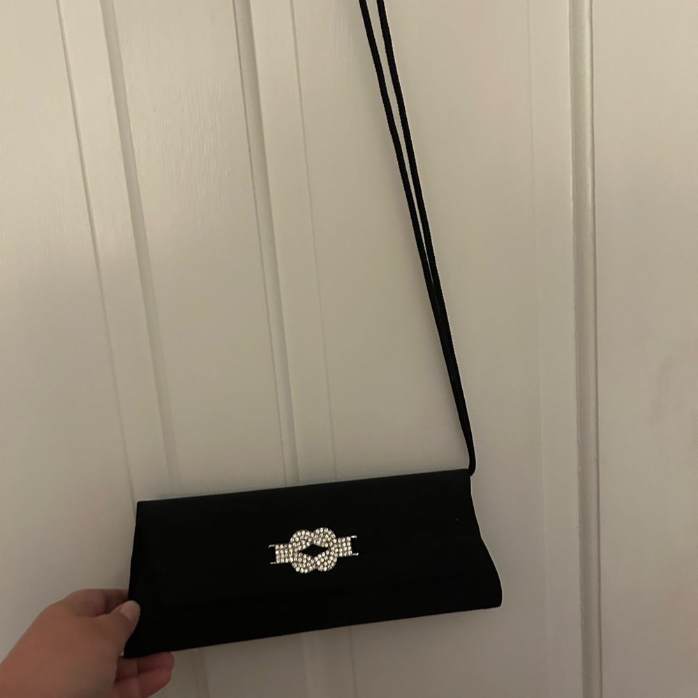 Black Clutch with Rhinestone Detail